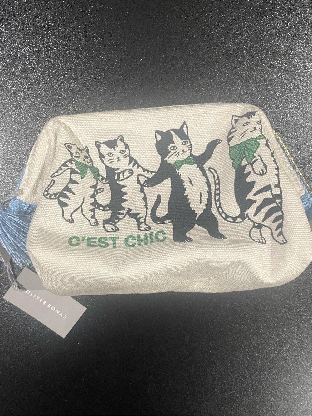 Oliver Bonas “C’est Chic” Make Up Bag with Cats. NWT 🐱